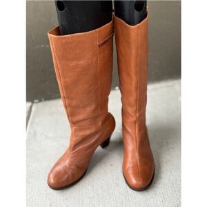 Vintage Nurture Lucia 10 M Brown Tan Leather Knee High Boots Equestrian Riding